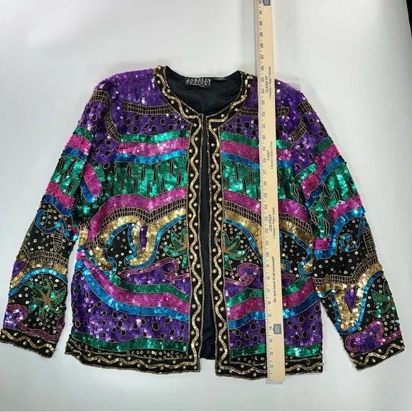 Jakelin Designs vintage silk sequin statement jacket XL - Picture 14 of 16